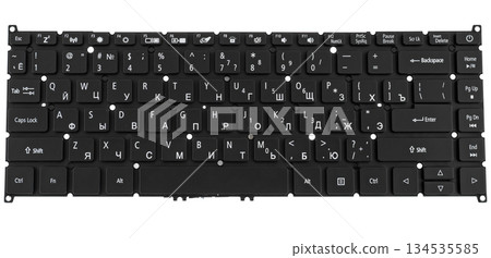 Laptop keyboard, laptop spare part, on white background in insulation Laptop keyboard, laptop spare part, on white background in insulation 134535585
