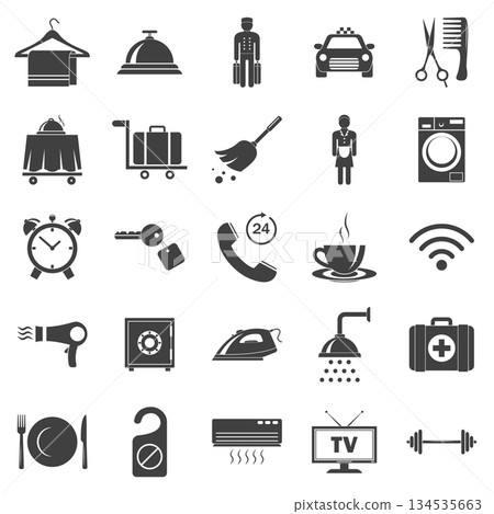 Household Icons Set. Household Appliances and Home Devices Vector Collection with Kitchen, Bathroom, Electronics, Furniture Symbols. Minimal Household Pictograms for UI, Apps, Maps, Infographics 134535663