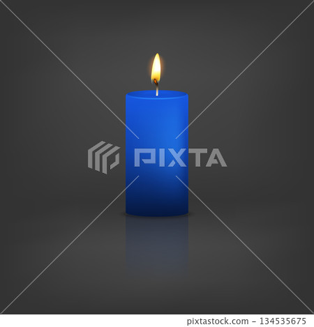 3d Vector Blue Candle. Realistic Candle Vector Illustration with Flame on Dark Background. Minimal Candle Light for Wedding Decor, Memorial Vigil, Church Prayer, Spa Relaxation, Candle Design 3d Vector Blue Candle. Realistic Candle Vector Illustration with Flame on Dark Background. Minimal Candle Light for Wedding Decor, Memorial Vigil, Church Prayer, Spa Relaxation, Candle Design 134535675