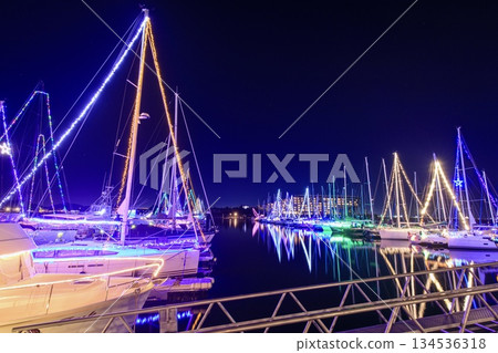 蒲郡市拉古納碼頭的遊艇燈光秀 134536318