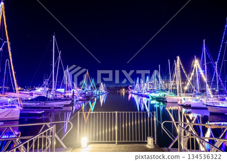 蒲郡市拉古納碼頭的遊艇燈光秀 134536322