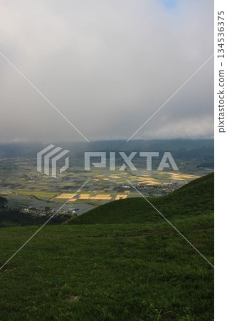 "Nature and Clouds of Aso, Daikanbo, Aso City, Kumamoto Prefecture" View of the mountains and cityscape from the Daikanbo Observatory "Nature and Clouds of Aso, Daikanbo, Aso City, Kumamoto Prefecture" View of the mountains and cityscape from the Daikanbo Observatory 134536375