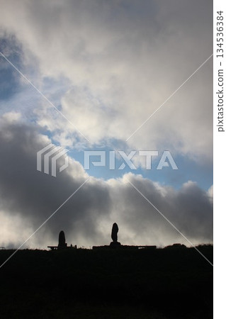 "Nature and Clouds of Aso, Daikanbo, Aso City, Kumamoto Prefecture" View of the mountains and cityscape from the Daikanbo Observatory 134536384