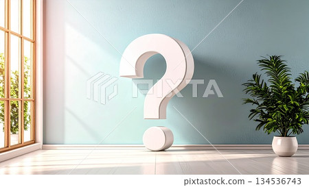 簡潔乾淨的白色問號 3D 影像,16:9 比例 簡潔乾淨的白色問號 3D 影像,16:9 比例 134536743