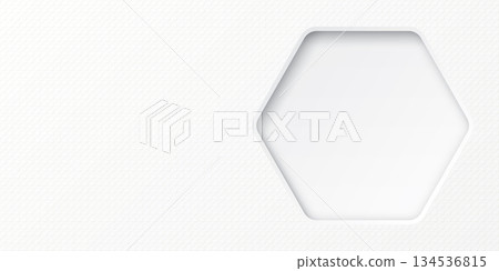 White wood free uncoated paper rough textured with 3D rounded hexagon frame paper cut style graphic illustration have blank space. White wood free uncoated paper rough textured with 3D rounded hexagon frame paper cut style graphic illustration have blank space. 134536815