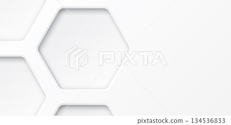 3D white rounded hexagon frame paper cut style background graphic illustration have blank space. 3D white rounded hexagon frame paper cut style background graphic illustration have blank space. 134536833