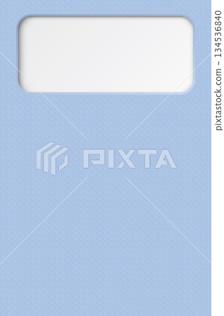 Light blue wood free uncoated paper rough textured vertical background with blank 3D rounded rectangle horizontal frame paper cut style at top area graphic illustration. 134536840