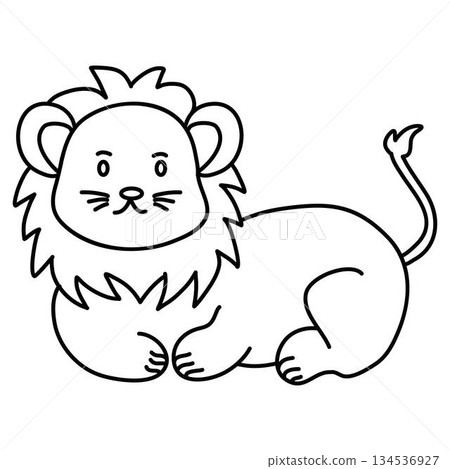 Lion vector illustration. Black and white outline Lion coloring book Lion vector illustration. Black and white outline Lion coloring book 134536927