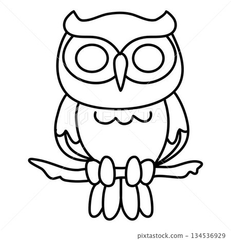 Owl Coloring Page for Kids illustration Owl Coloring Page for Kids illustration 134536929