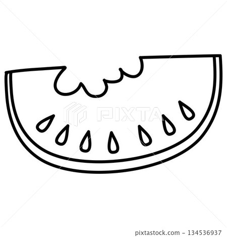 Slice of Watermelon Coloring book illustration Slice of Watermelon Coloring book illustration 134536937