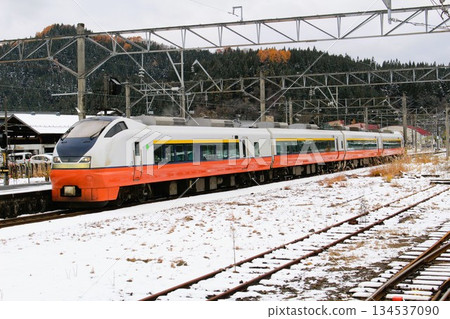 Snowy Ou Main Line 751 Series Train, Tsugaru Express, Owani Onsen Station, Aomori Prefecture Snowy Ou Main Line 751 Series Train, Tsugaru Express, Owani Onsen Station, Aomori Prefecture 134537090
