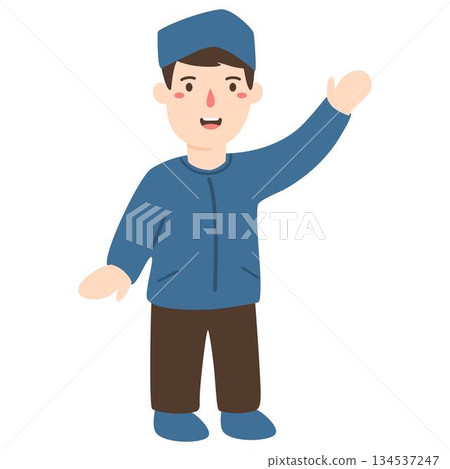 moslem boy raising his hand in happy 134537247