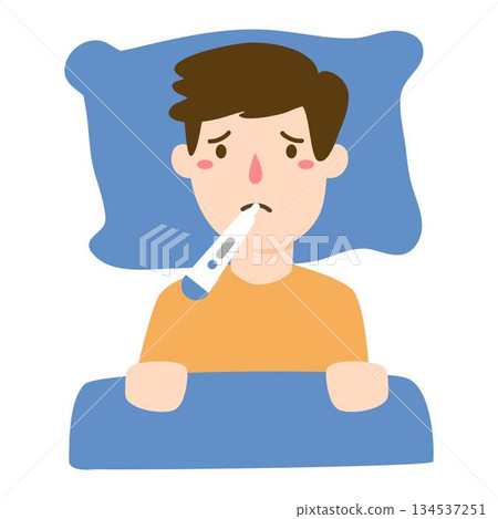 Sick Boy with Fever Symptom Sick Boy with Fever Symptom 134537251