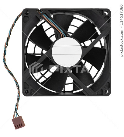 computer fan, cooling system, on white background in insulation computer fan, cooling system, on white background in insulation 134537360
