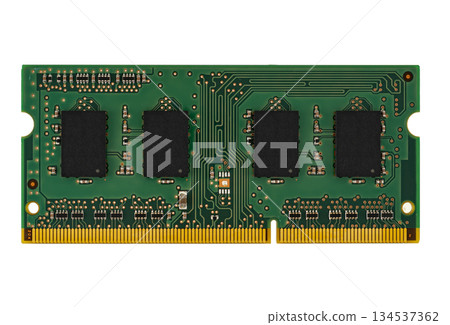 RAM, SO-DIMM form factor, on white background in isolation RAM, SO-DIMM form factor, on white background in isolation 134537362