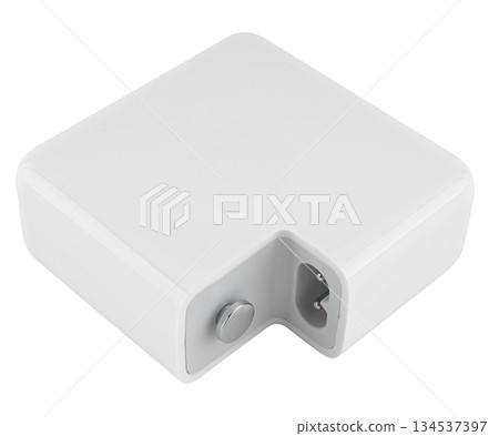 Laptop power adapter, on white background in insulation 134537397
