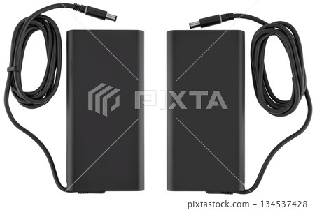 Power adapter for laptop, on white background in insulation Power adapter for laptop, on white background in insulation 134537428