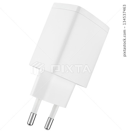 Power adapter for phone or tablet, on white background in insulation Power adapter for phone or tablet, on white background in insulation 134537463