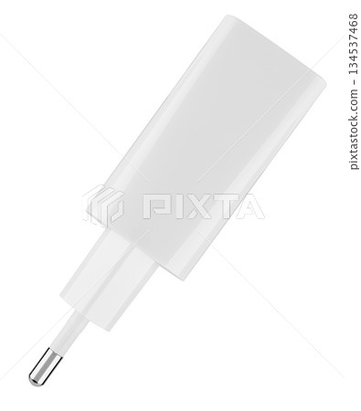 Power adapter for phone or tablet, on white background in insulation 134537468