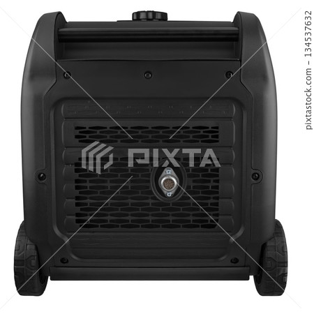 Gasoline inverter generator, with correct current sine wave, on white background in insulation 134537632