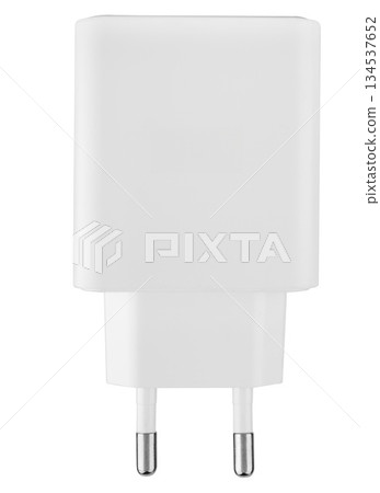 power adapter for phone, white color, on white background in insulation power adapter for phone, white color, on white background in insulation 134537652