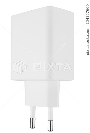 power adapter for phone, white color, on white background in insulation power adapter for phone, white color, on white background in insulation 134537660