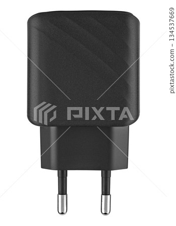 power adapter for phone, black color, on white background in ins power adapter for phone, black color, on white background in ins 134537669