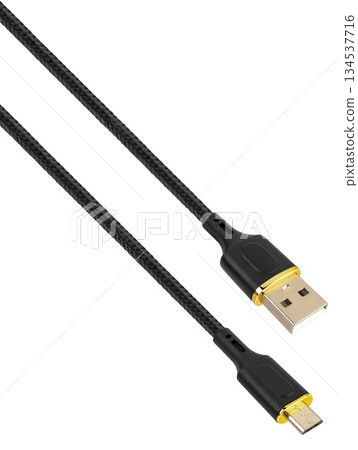 USB and micro USB connector cable, insulated on white background 134537716