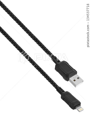 USB and Lightning connector cable , insulated on white background USB and Lightning connector cable , insulated on white background 134537718