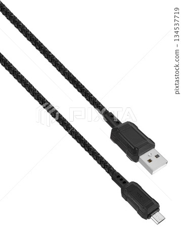 USB and micro USB connector cable, insulated on white background USB and micro USB connector cable, insulated on white background 134537719