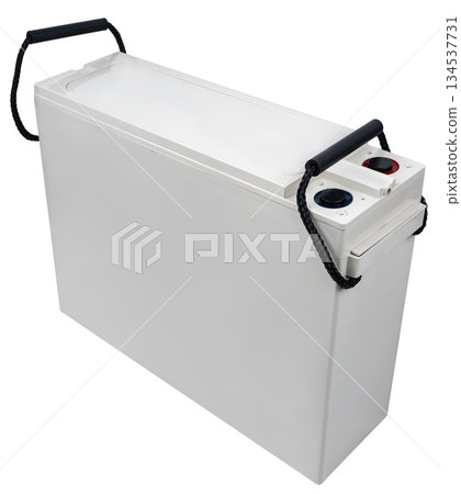 Helium-based rechargeable battery, insulated on white background 134537731