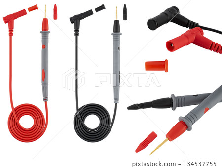 Multimeter probes universal, on white background, insulated 134537755