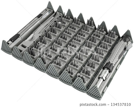 set of tools and screwdriver bits on white background in insulation set of tools and screwdriver bits on white background in insulation 134537810