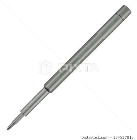 screwdriver for different bits, on white background in insulation 134537813