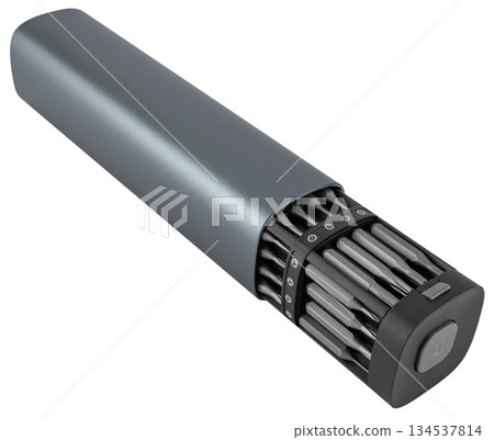 set of tools and screwdriver bits on white background in insulation 134537814