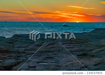 (Shizuoka Prefecture) South Izu Iruma Senjojiki, evening scenery 134537855