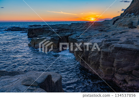 (Shizuoka Prefecture) South Izu Iruma Senjojiki, evening scenery (Shizuoka Prefecture) South Izu Iruma Senjojiki, evening scenery 134537856