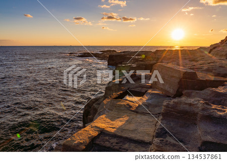 (Shizuoka Prefecture) South Izu Iruma Senjojiki, evening scenery (Shizuoka Prefecture) South Izu Iruma Senjojiki, evening scenery 134537861