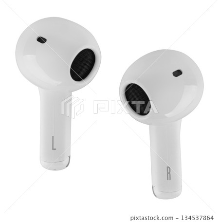Wireless acoustic headphones, phone accessory, on white background Wireless acoustic headphones, phone accessory, on white background 134537864