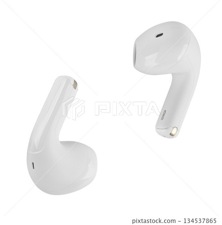 Wireless acoustic headphones, phone accessory, on white background 134537865