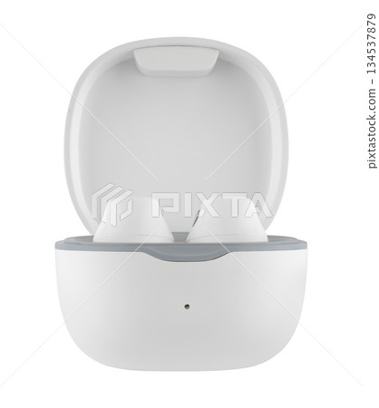 Wireless acoustic headphones, phone accessory, on white background 134537879