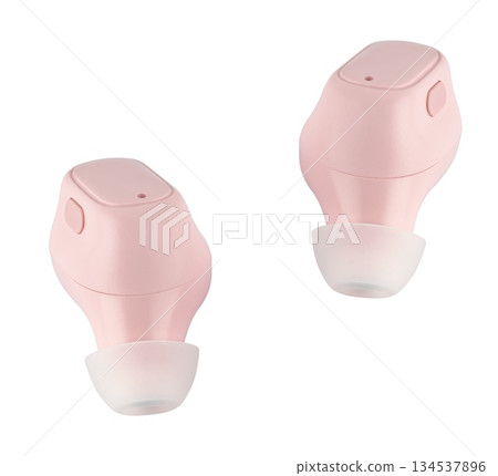 Wireless acoustic headphones, phone accessory, on white background 134537896