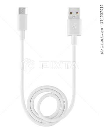USB and micro USB cable, on white background in insulation 134537915