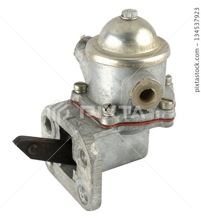 Fuel pump, a device for pumping fuel from the tank to the engine, on a white background in insulation Fuel pump, a device for pumping fuel from the tank to the engine, on a white background in insulation 134537923