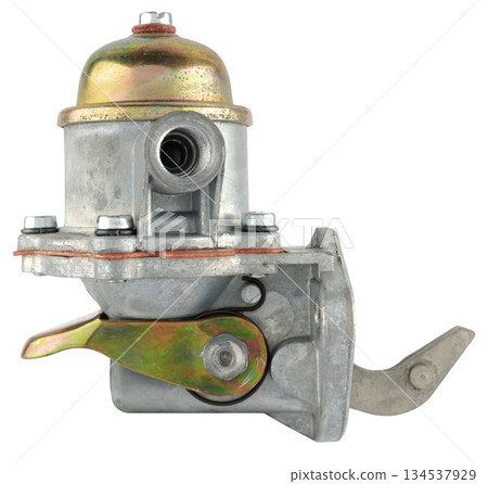 Fuel pump, a device for pumping fuel from the tank to the engine, on a white background in insulation Fuel pump, a device for pumping fuel from the tank to the engine, on a white background in insulation 134537929