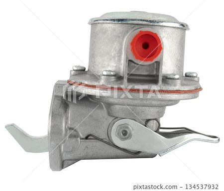 Fuel pump, a device for pumping fuel from the tank to the engine, on a white background in insulation Fuel pump, a device for pumping fuel from the tank to the engine, on a white background in insulation 134537932