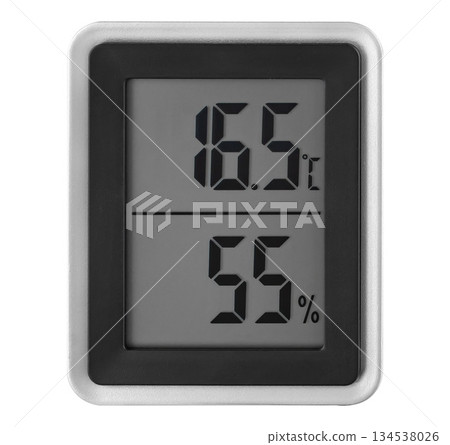 Digital thermometer screen, on white background in insulation Digital thermometer screen, on white background in insulation 134538026