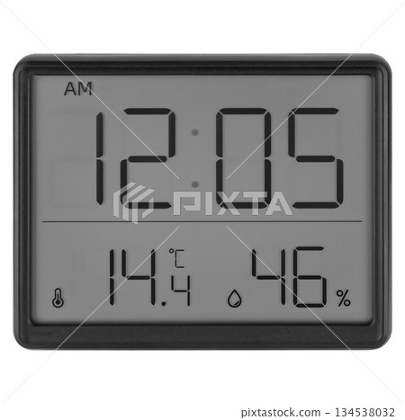 Digital thermometer screen, on white background in insulation Digital thermometer screen, on white background in insulation 134538032