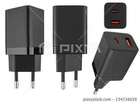 Power adapter for tablet phone, on white background in insulation 134538039