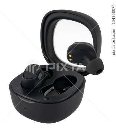 Wireless acoustic headphones, phone accessory, on white background 134538074